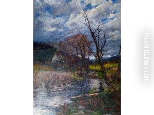 Young Girl By A Mill Stream by Joshua Anderson Hague