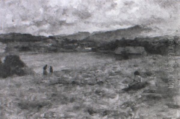 Three Figures In A Coastal Landscape - view 1