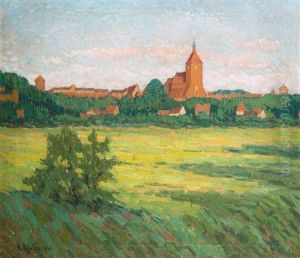 Landschaft Mit Kirchdorf by Clementine Hahn