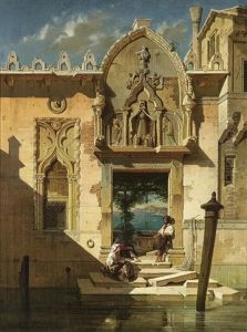 Das Wasserseitige Portal Eines Venezianischen Palasts Am Campo De L'abazia by Gustav Adolphe Hahn