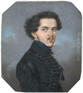 Selbstbildnis In Dunkelblauer Uniformjacke Vor Wolkenhimmel