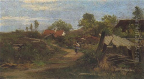Madchen Am Heimweg Vor Der Feldarbeit - view 1