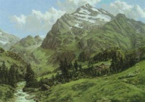 Der Dussistock, Haderener Thal, Schweiz by Julius Hahn