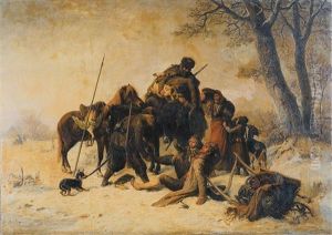 Winterlandschap Met Plundering - Cosaques by Karl Wilhelm Hahn