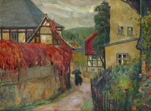 Dorfstrase Bei Zwickau Bei Regen Im Herbst