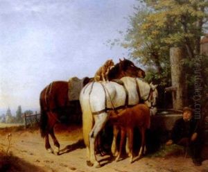 Les Chevaux A L'abreuvoir Les Chevaux A L'abreuvoir