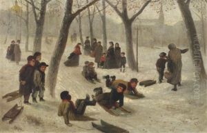 Snow Day / Sledding On The Boston Common by William Hahn