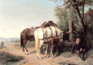 Idylle An Der Tranke (am Brunnen) by William Hahn