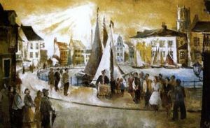 Hurdy-gurdy Man In A Port Town by Charly Haehnel