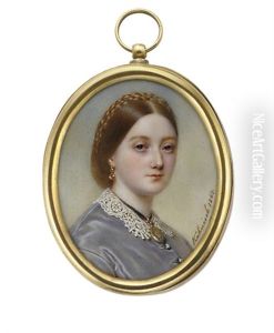 A Young Lady In Grey-blue Satin Dress