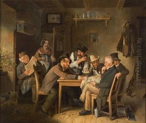 Kartenspieler Im Dorfwirtshaus by Joseph Haier