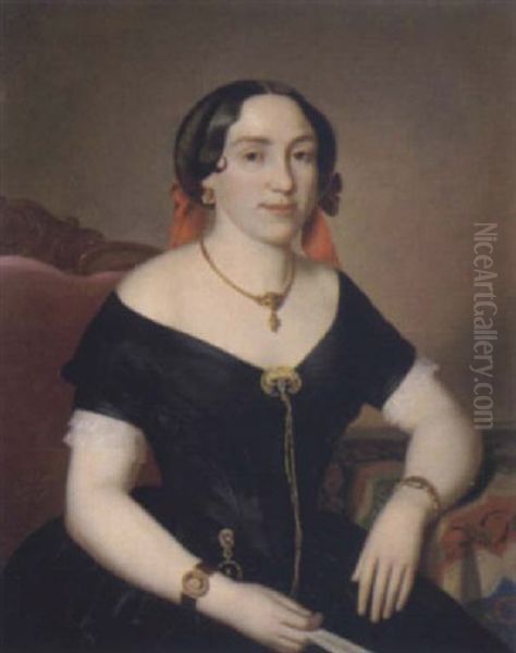 Portrat Einer Dame Mit Roter Haarschleife - view 1