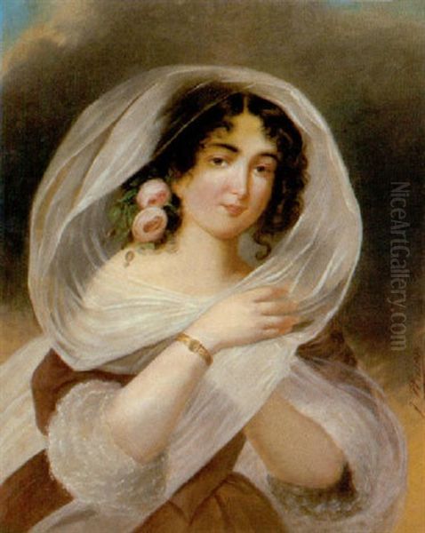 Halbbildnis Einer Dame Mit Rosen Im Haar - view 1