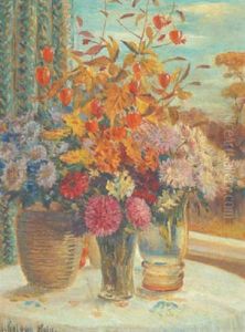 Stillleben Mit Blumen Am Fenster by Walter Henschel von Hain
