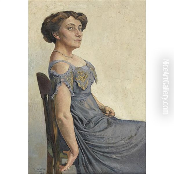 Sitzende Dame In Blauem Kleid - view 1