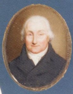 A Gentleman In A Black Coat And Waistcoat, Tied White Cravat, Powdered Hair
