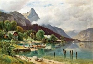 Weissenbach Near Attersee With View Of The Schoberstein