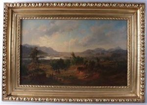 Weite Landschaft Mit Fluss, Inntal Oder Rheintal Weite Landschaft Mit Fluss, Inntal Oder Rheintal