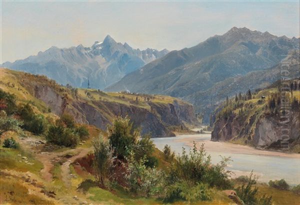 Mountain Landscape With River - view 1
