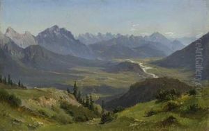 Blick In Ein Weites Gebirgstal by Ludwig Halauska