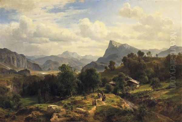 Groses Alpenpanorama Mit Blick Von Maienfeld In Graubunden Richtung Liechtenstein - view 1