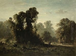 Reisigsammler Auf Einer Waldlichtung by Fritz Halberg-Krauss