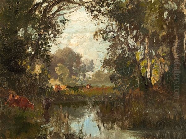 Cows By A Pond - view 1