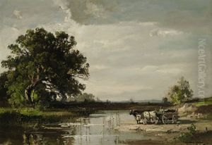 Landschaft Mit Ochsenfuhrwerk Bei Polling