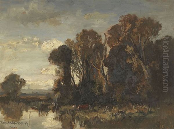 Flusslandschaft Mit Kuhen - view 1