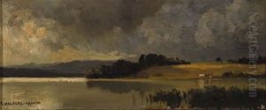 Seeufer Bei Aufziehendem Gewitter by Fritz Halberg-Krauss
