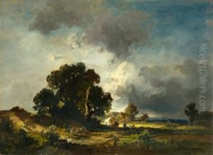 Gewitterlandschaft Mit Einem Fuhrwerk (schwuler Tag) by Fritz Halberg-Krauss