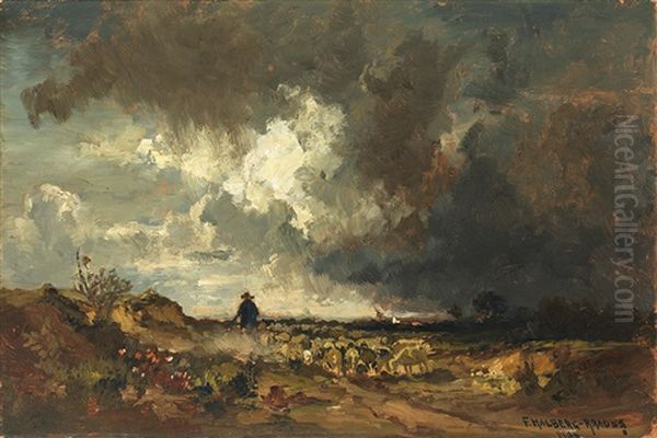 Schafherde Auf Dem Heimweg Bei Abziehendem Gewitter - view 1