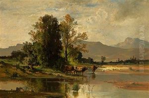 Kuhe An Der Tranke by Fritz Halberg-Krauss