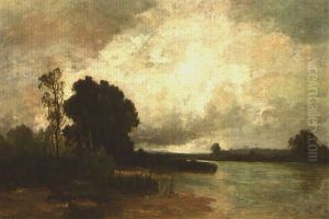 Gewitterstimmung An Einem See by Fritz Halberg-Krauss