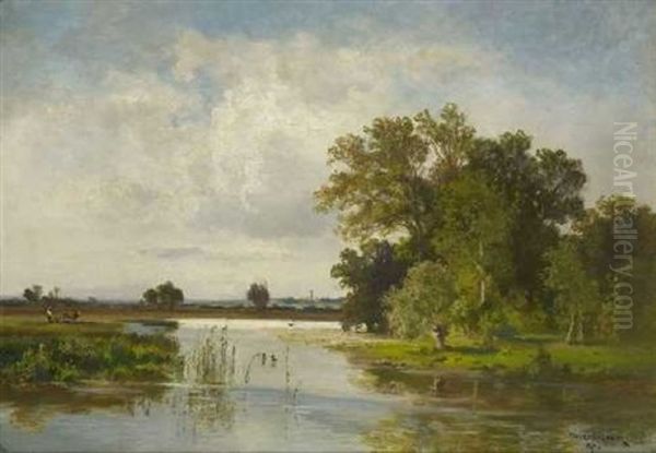 Uferlandschaft Mit Pflugendem Bauer - view 1