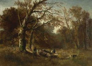 Holzarbeiter Im Herbstwald