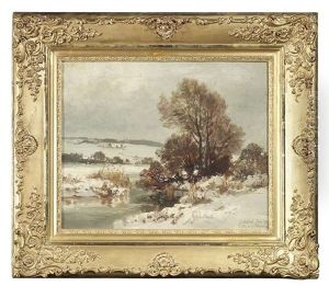 Weite Winterlandschaft, Im Vordergrund Ein Bach Weite Winterlandschaft, Im Vordergrund Ein Bach