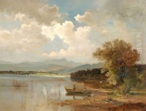 Seelandschaft Mit Ruderboot Und Figurenstaffage