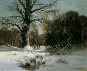 Verschneiter Wald by Fritz Halberg-Krauss