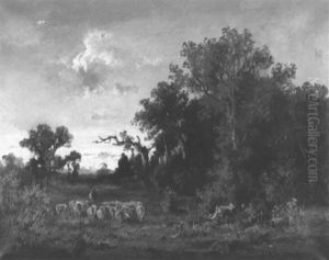 Landschaft Mit Schafherde Landschaft Mit Schafherde