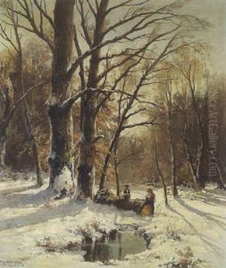 Holzfaller Im Verschneiten Winterwald Holzfaller Im Verschneiten Winterwald