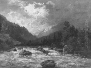 Reisender Gebirgsbach In Den Alpen