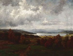 Aufziehendes Gewitter Uber Einem Voralpensee by Fritz Halberg-Krauss