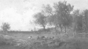 Weite Voralpenlandschaft Mit Grasenden Kuhen Weite Voralpenlandschaft Mit Grasenden Kuhen