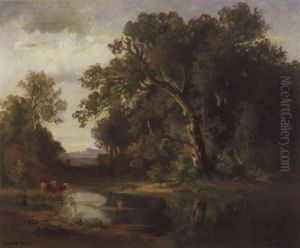 Kuhe An Der Tranke by Fritz Halberg-Krauss