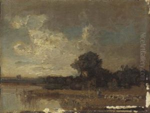 Gewitterstimmung Am Teich by Fritz Halberg-Krauss