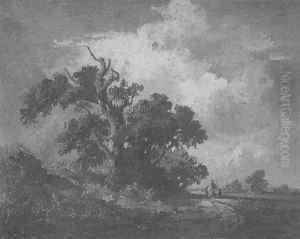 Gewitterlandschaft Mit Baumgruppe Und Fuhrwerk Gewitterlandschaft Mit Baumgruppe Und Fuhrwerk