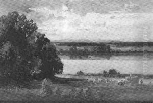 Heuernte Am Seeufer by Fritz Halberg-Krauss