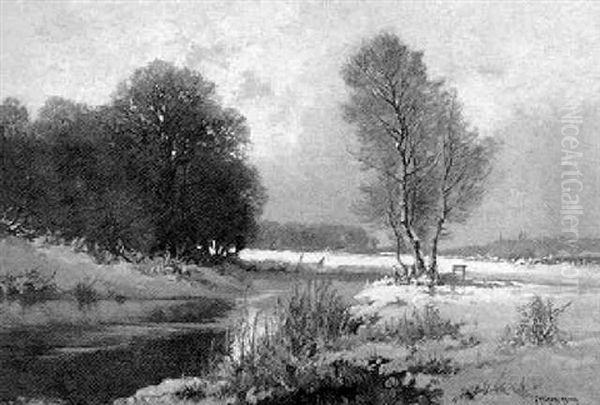 Blick Uber Eine Verschneite Winterlandschaft Auf Munchen - view 1