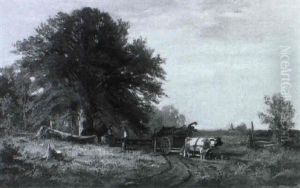 Landschaft Mit Ochsenfuhrwerk
